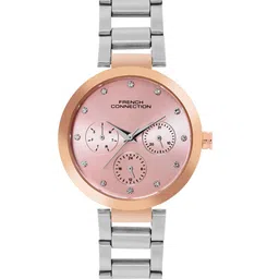 French Connection Women Embellished Dial & Stainless Steel Straps Analogue Watch FCN0118SM-23