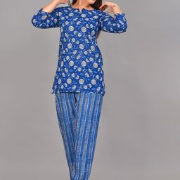 SHOPAXIS Women Printed Pure Cotton Night suit-image-31