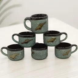 laghima jadon Green & Black6 Pcs Printed Ceramic Glossy Cups - 100 ml-52