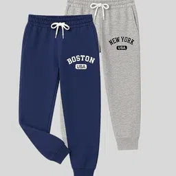 TICOSS Boys Pack Of 2 Typography Printed Mid-Rise Cotton Joggers-picture-47