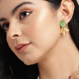 Anouk Gold-Plated Artificial Beads Beaded Floral Drop Earrings-8