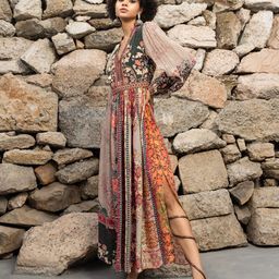 Bhanuni Floral Printed V-Neck Empire Maxi Dress-image-20