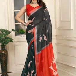 KALINI Zari Linen Blend Designer Khadi Saree-image-18