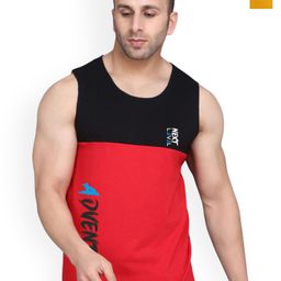 SLOWLORIS Pack Of 2 Printed Round Neck Cotton Gym Vests-picture-1