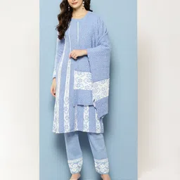 Aarika Chevron & Floral Self-Design Panelled A-Line Kurta with Trousers & Dupatta-picture-28