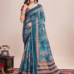AMRUTKALA SAREES Floral Printed Saree with Blouse Piece-picture-30