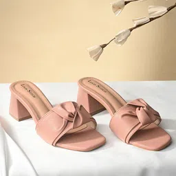 LOUIS STITCH Women's Peach Pink Open Toe Bow Strap Lightweight Sandals-7