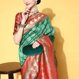 Anouk Rustic Woven Design Zari Silk Blend Dharmavaram Saree-picture-11