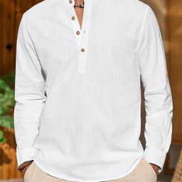 AMRIT TOP WEAR Mandarin Collar Long Sleeves Cotton Kurta-image-82