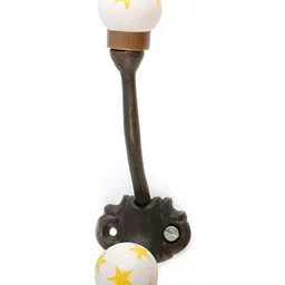 IndianShelf Yellow & White 4 Pieces Ceramic Star Floral Wall Hangers Coat Hooks image 2