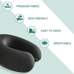 Aura Black Set of 4 Memory Foam Filled Microfiber Travel Pillows With Eye Mask image 4