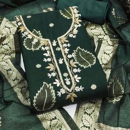 SAINOOR Floral Beads And Stones Embellished Modal Banarasi Unstitched Dress Material-image-53