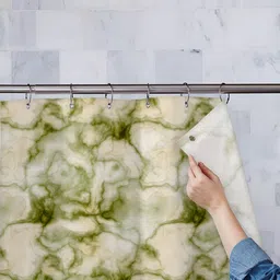 ArtzFolio Green & Beige Abstract Printed Waterproof Shower Curtain-6