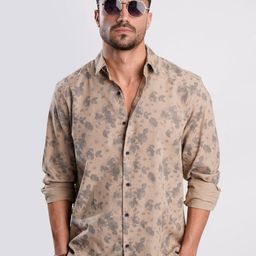 IVOC Men Relaxed Fit Abstract Printed Spread Collar Cotton Casual Shirt-image-82