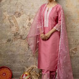 VredeVogel Women Ethnic Motifs Embroidered Regular Thread Work Kurta with Trousers & With Dupatta-15