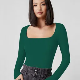 Dream Beauty Fashion Women Solid Square Neck Fitted Top-image-41