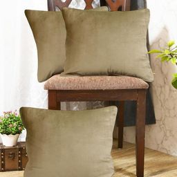 IVAZA Silver-Toned Set of 3 Velvet Square Cushion Covers-38
