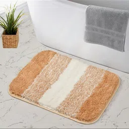 MAA HOME CONCEPT Beige & White Textured Microfiber Anti Skid 1600 GSMBathMat-image-68