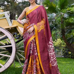 KALINI Women Ethnic Motifs Printed Cotton Blend Saree-picture-25