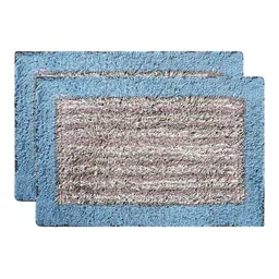 Kuber Industries Blue & Grey 2 Pieces Soft Cotton Bathroom Door Mats-image-80