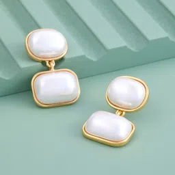 Kushal's Fashion Jewellery Gold-Plated Zircon Contemporary Drop Earrings-14