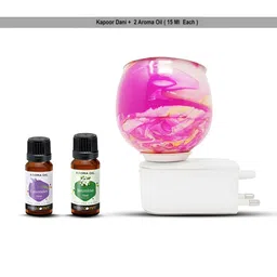 PEEPALCOMM 3Pc Pink & White Marble-Printed Electric Aroma Oil Diffuser With Scented Oils image 4