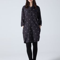 IDK Women Geometric Printed Mandarin Collar  A-Line Dress-image-74