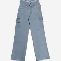 SKY HEIGHTS Girls Wide Leg Low Distress Jeans-31