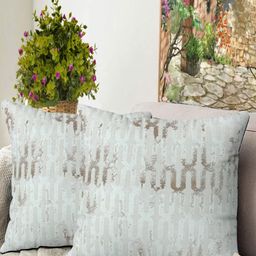 Blue Grass Grey & Beige 2 Pieces Abstract Velvet Cushion Covers-image-88