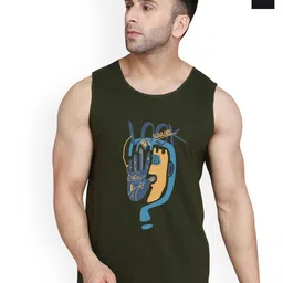 SLOWLORIS Pack Of 2 Typography Printed Combed Cotton Gym Vests-picture-14