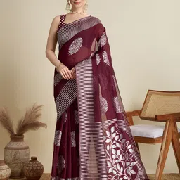 House of Pataudi Woven Design Zari Saree With Unstitched Blouse-picture-37
