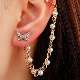 kazare Gold Plated Contemporary Drop Earrings-16
