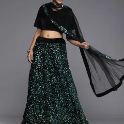 Maroosh Embellished Sequinned Unstitched Lehenga & Blouse With Dupatta image 5