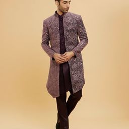 Twamev Men Embroidery Mirror Work Sherwani Set-image-58