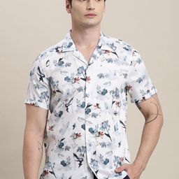 Turtle Relaxed Slim Fit Floral Digital Printed Spread Collar Casual Shirt-picture-1