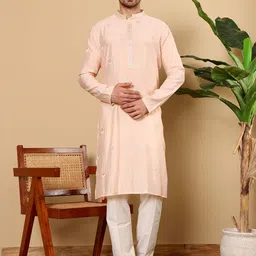 MULTI SHADES Ethnic Motifs Embroidered Mandarin Collar Sequenned Kurta With Trouser-image-60