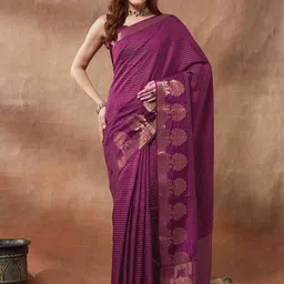 Anouk Striped Woven Design Zari Leheriya Saree-10