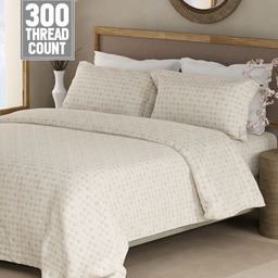 Boutique Living India White Printed Cotton 300TC King Bedsheet Set 2.74m x 2.74m-image-16