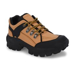 SHOE DAY Men Colourblocked Leather Trekking Shoes-image-75