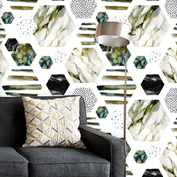 ArtzFolio Printed UV-Resistant Anti-Bacterial Colorful Hexagons Peel & Stick Wallpaper-image-4