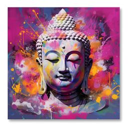 SAF Pink & Blue Buddha Canvas Religious Wall Painting-image-24