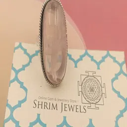 Shrim jewels German Silver Rose Quartz Studded Adjustable Oval Oxidised Finger Ring-picture-4