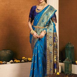 KALINI Ethnic Motifs Woven Design Zari Paithani Saree-46