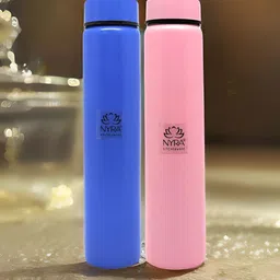 Nyra Kitchenware Pink & Blue Set of 2 Stainless Steel Printed Single Wall Vacuum Water Bottle-image-92