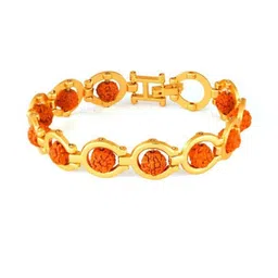 Divine souvenirs Unisex Gold-Plated Rudraksha Beaded Link Bracelet-15