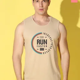 WOOSTRO Pack Of 2 Printed Combed Cotton Gym Vests VWS26(RUN RUST)(MORE PEACH)-34