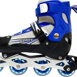 Hight Premium Quality Inline Blue Color Skating, Skates Size Adjustable (38-42 / L Size) All Pure PU Wheels It Has Aluminum-Alloy Which is Strong Wheels In-line Skates - Size 7-10 UK (Blue) In-line Skates - Size 7-10 UK-picture-1