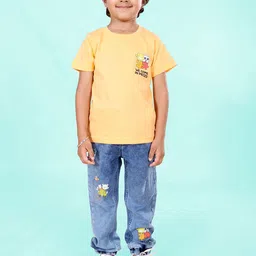 KiddoPanti Boys Graphic Printed Round Neck T-Shirt & Jeans-picture-38