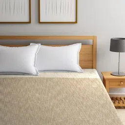 Fabindia Beige & White Woven Design Cotton Double Queen Bed Cover-image-99