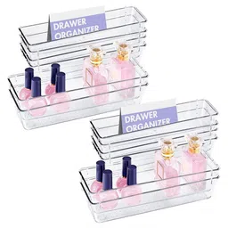 Kuber Industries Transparent 12 Pieces Makeup Storage Drawer Organisers-45